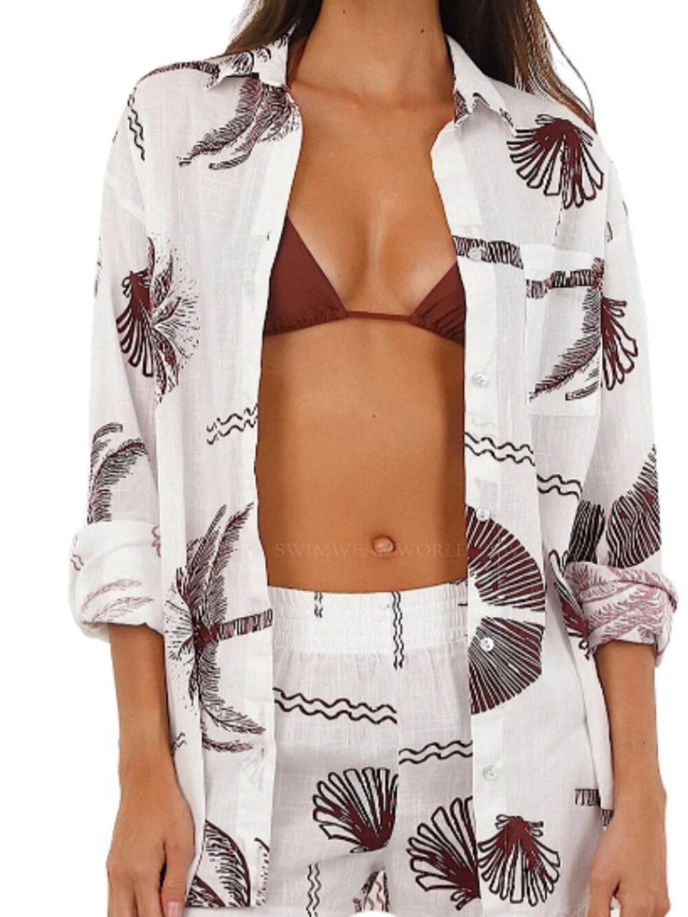 Malai Tropical Lines Vera Shirt Medium NWT 🥥🌴